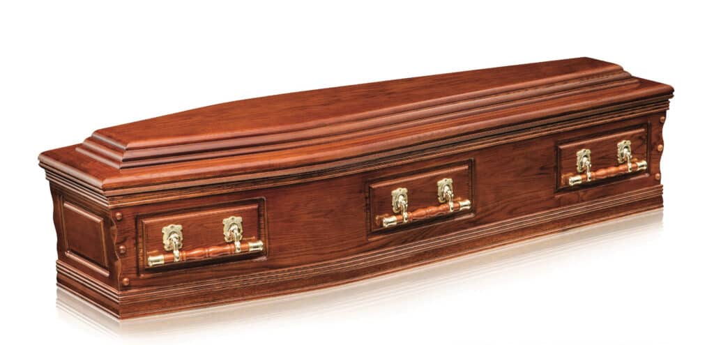 Solid Traditional Cedar Timber Coffin with Gloss Finish